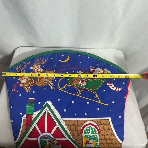 Large Quilted Christmas Stocking Santa Flying Over House Scene 27”x14” - Picture 6 of 9